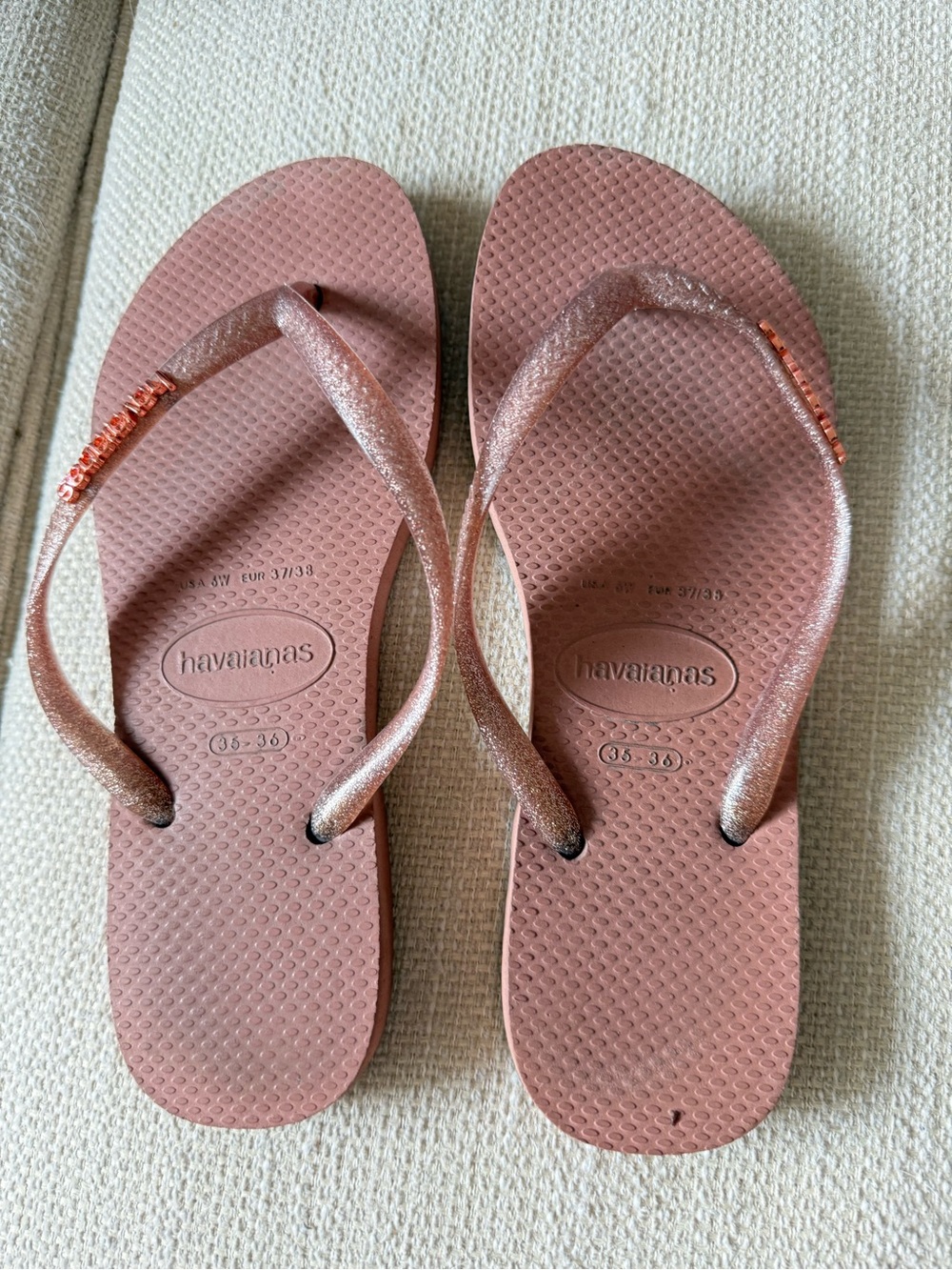 Havaianas Women’s Rose Pink Glitter Strap Sandals